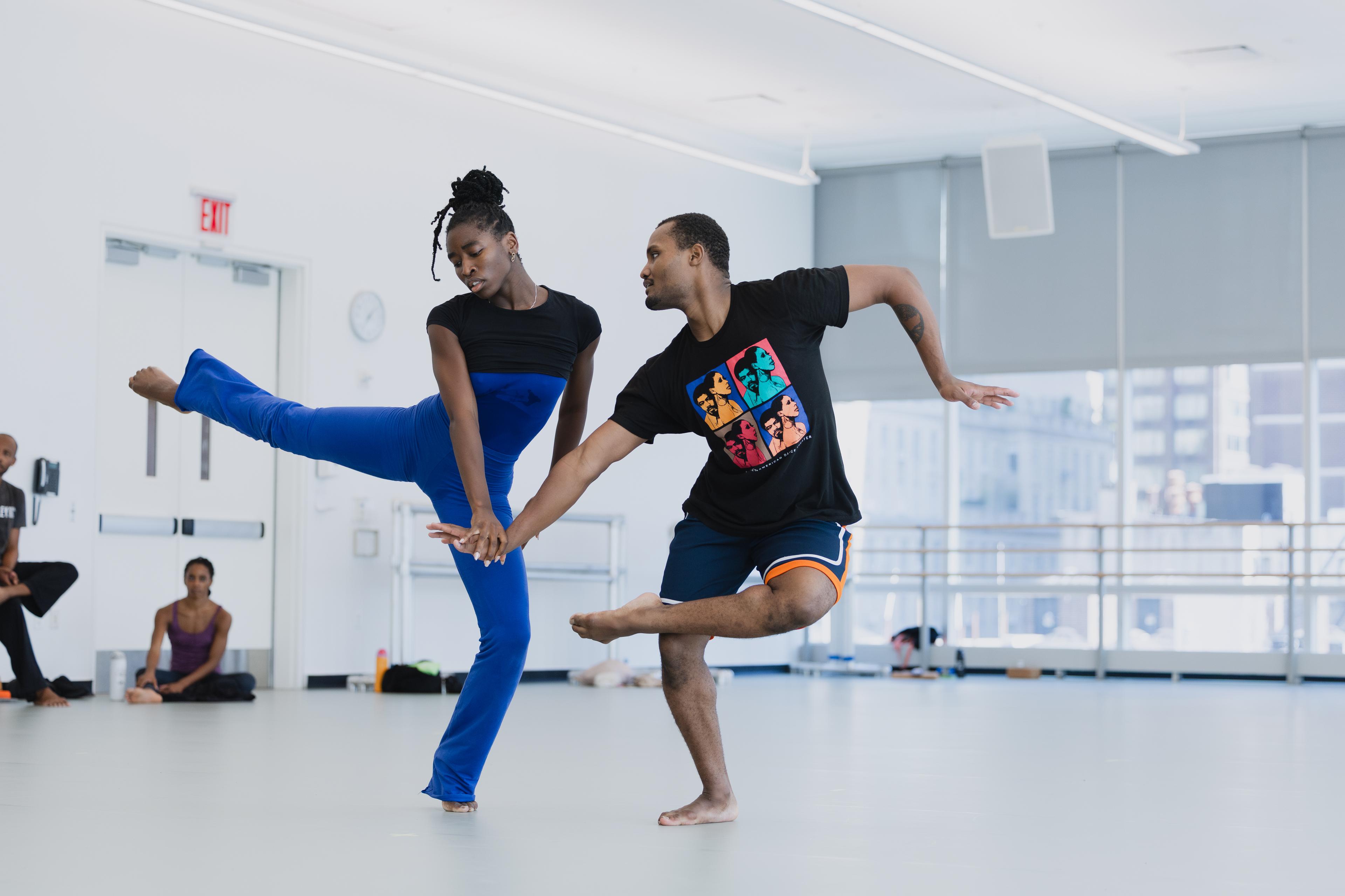 Caroline T. Dartey and Christopher Taylor rehearsing Judith Jamison's 'A Case of You' in the Ailey Studios