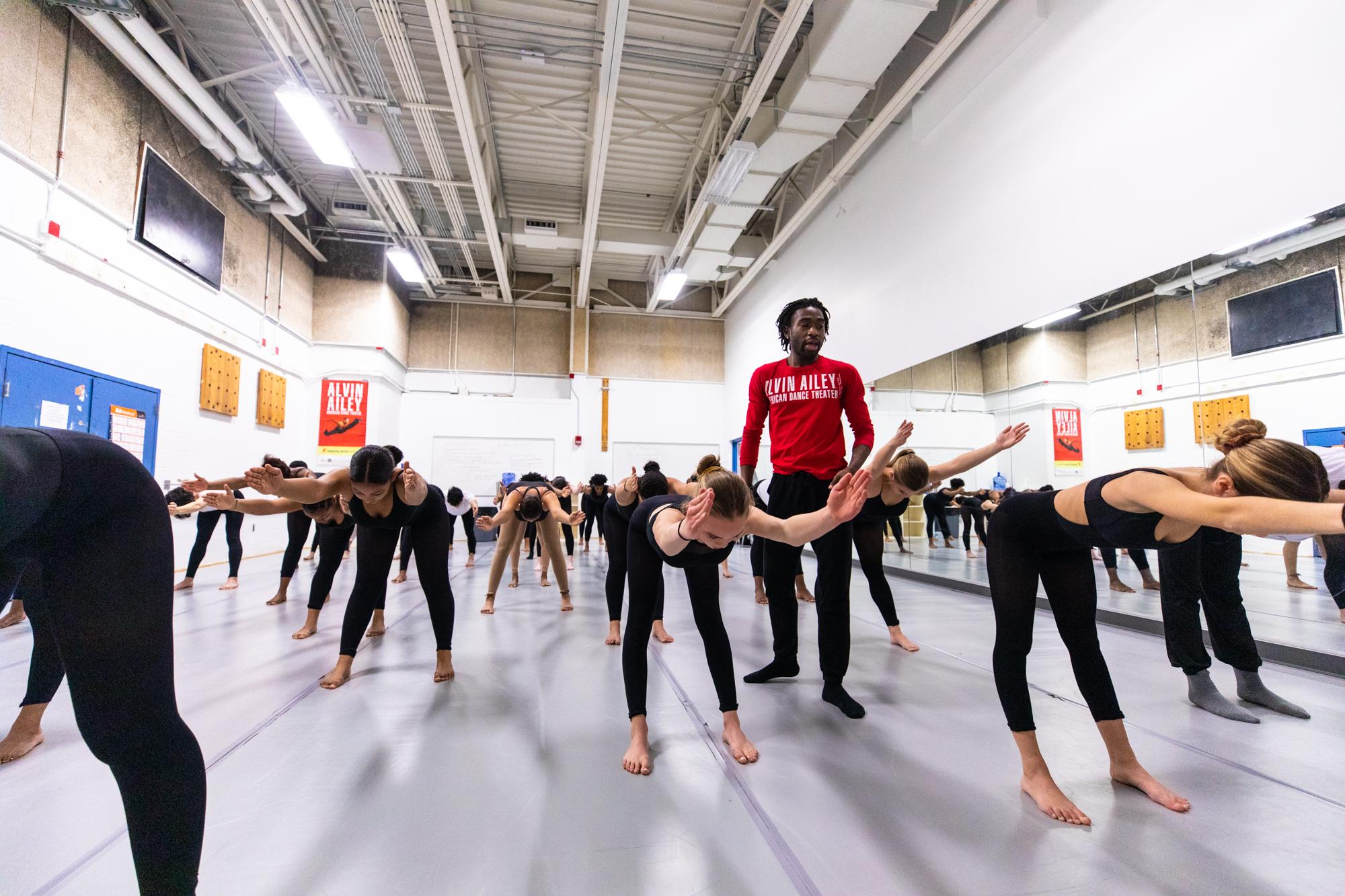 Alvin Ailey American Dance Theater's Chalvar Monteiro teaching at Boston Arts Academy, Dorchester