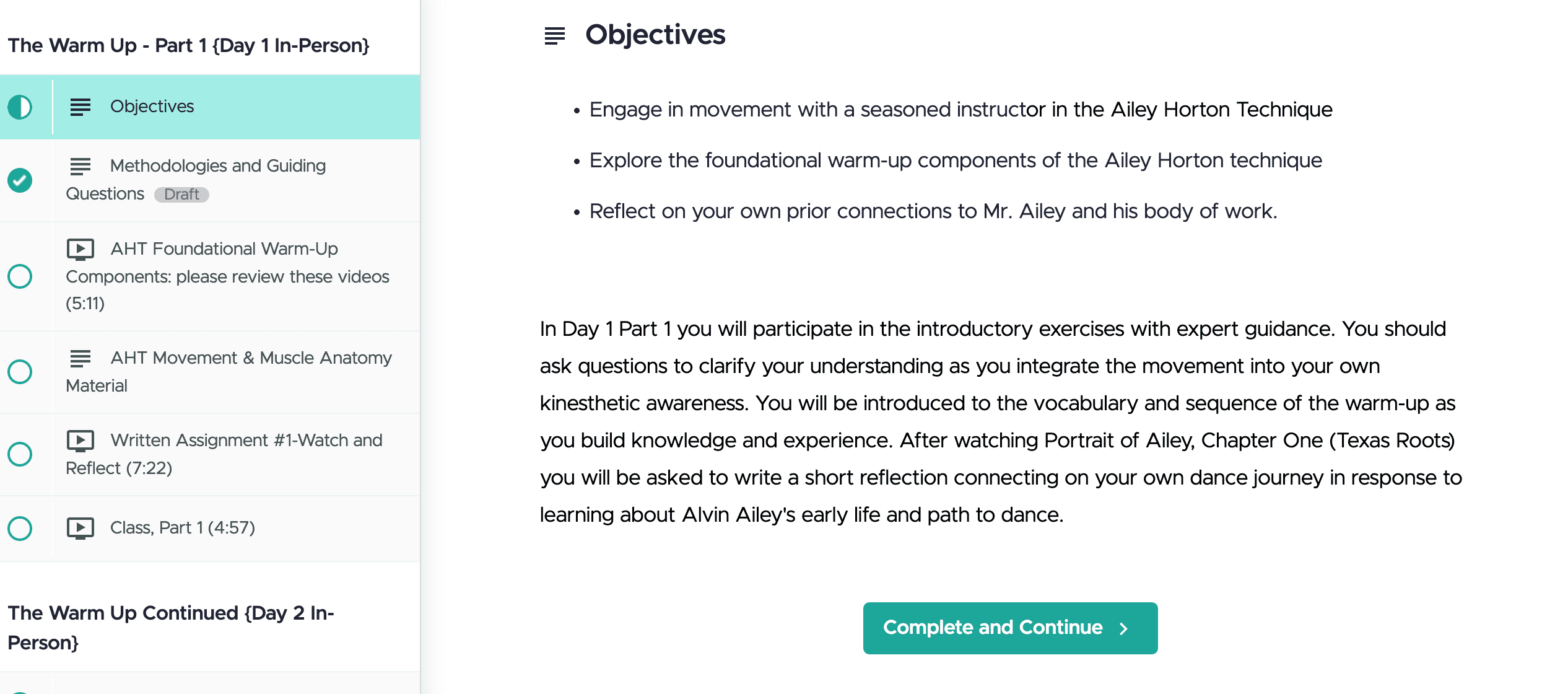 A screenshot of the ATCP curriculum platform